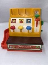 Vintage 1974 Fisher Price Play Cash Register w/Working Bell, Buttons