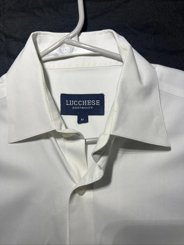 Camisa para hombre LUCCHESE Western con botones delanteros M algodón blanco Foto 2 de 3