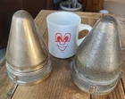 Two (2) WW2 Brass 38 Caliber US Navy Fuze Cap Cover  4" Dia x 5 7/8" Military