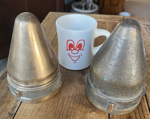 Two (2) WW2 Brass 38 Caliber US Navy Fuze Cap Cover  4" Dia x 5 7/8" Military