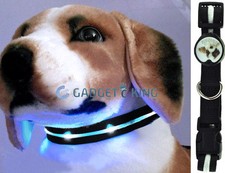 Image of LED Dog Pet Collar Flashing Luminous Adjustable Safety Light Up Nylon Tag Blue