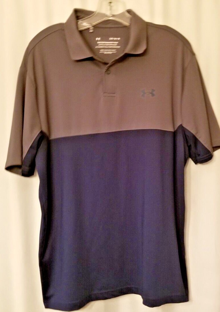 Under Armour Men's Performance Polo Gray Navy Golf Tennis Pickleball Size Large thumbnail 2