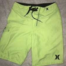 Hurley Swim Trunks Hurley Logo Board Shorts Men/Boys Sz 14/27 Neon Green Yellow