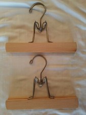 VINTAGE WOOD SKIRT PANT 9" CLAMP HANGER SET OF 2 ROUND END
