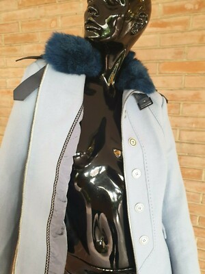 Wolljacke mit Kaninchenkragen Rex Fur Jacket Fourrure Jacke Wool