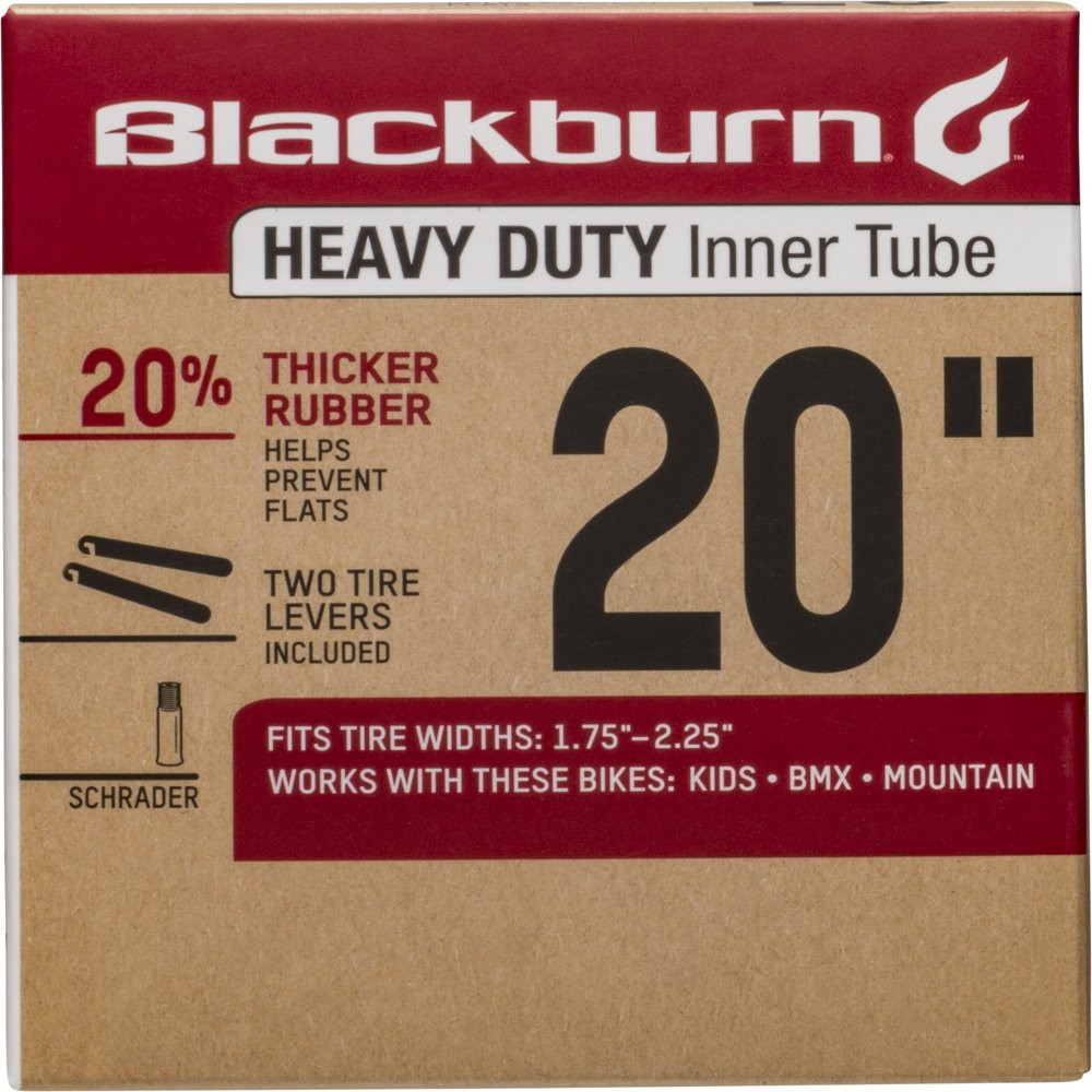 Heavy Duty Bicycle Inner Tube with Tire Levers, Schrader Valve, 20" X 1.75-2.25