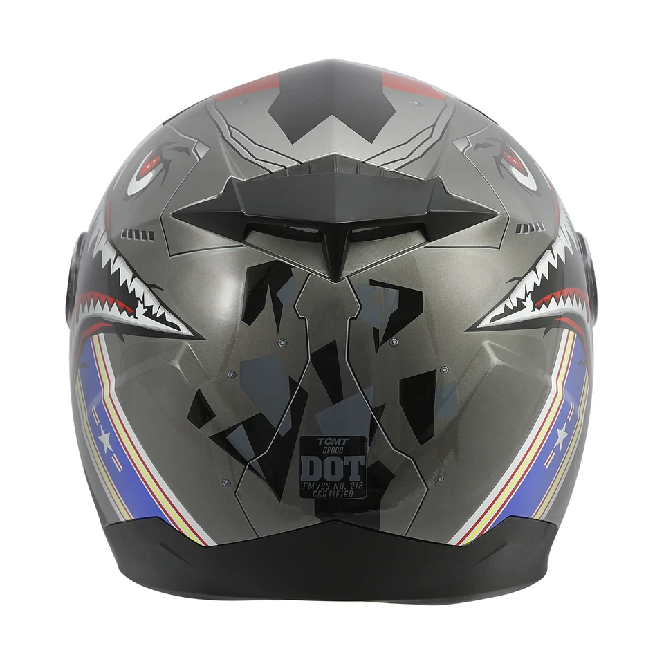 DOT Approved Youth Kids Full Face Helmet Shark Gray Motocross Bike Motorcycle - Image 4 of 4