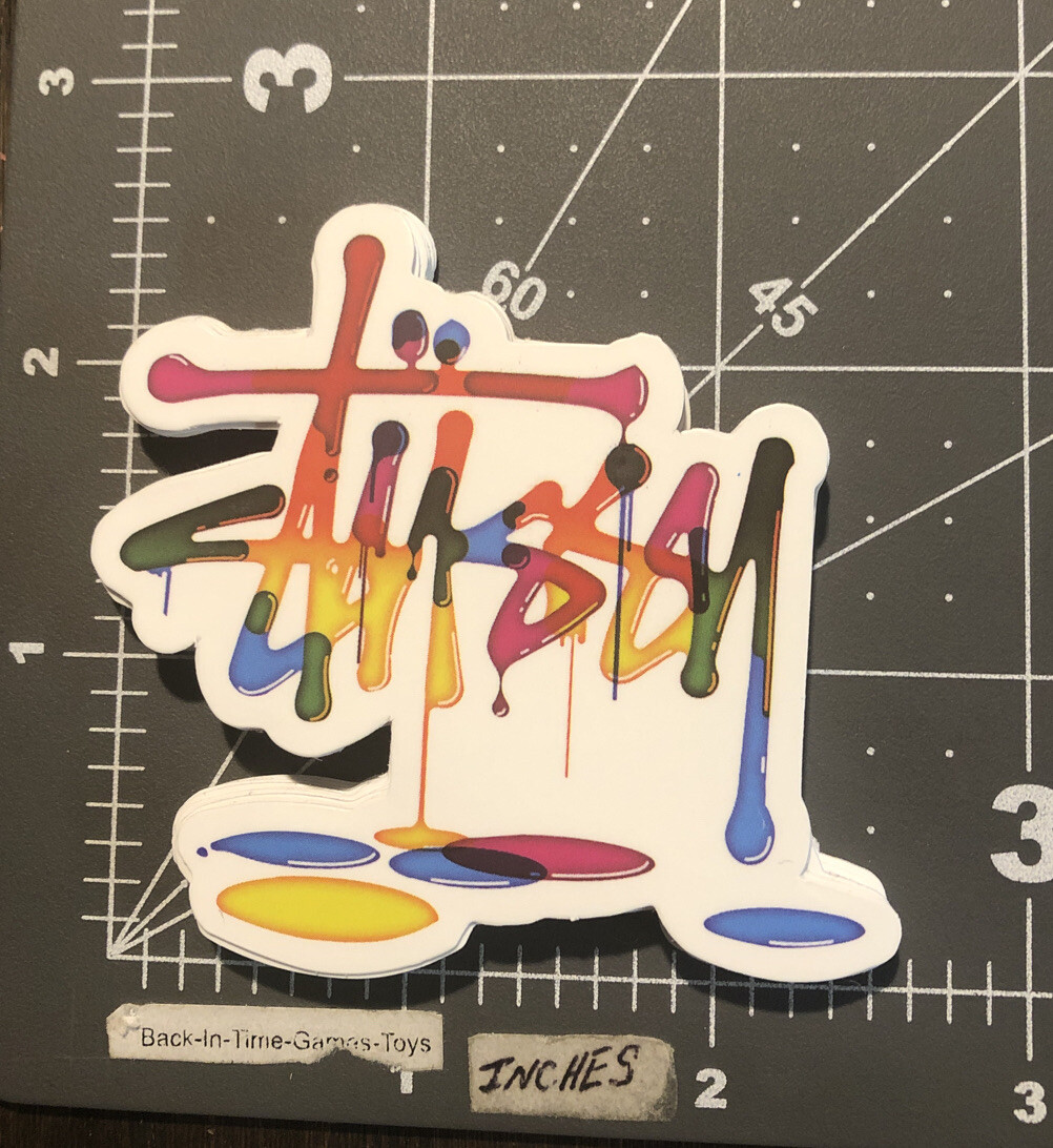 Stussy Logo Paint Drip Decal Humor Skateboard Laptop Guitar