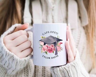 Personalized Name Graduation CAP OFF!!! 11oz Ceramic Coffee Mug Gift  Celebration
