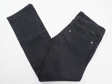 Calvin Klein Womens Trousers W25 L34 25/34 Black Plain Straight Gabardine A648