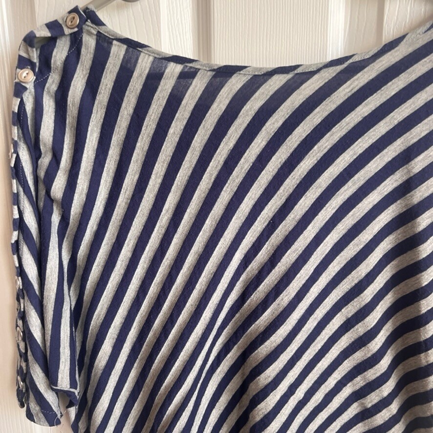 Paraphrase Diagonal Striped Top Button Sleeve Det… - image 2