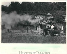 1983 Press Photo Shooters with a variety of weapons fire at targets, Hawthorne.