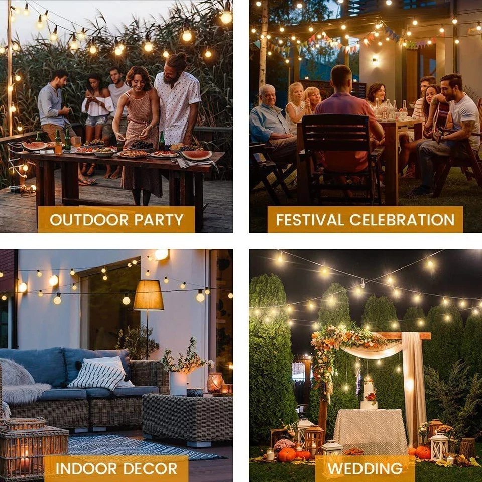 15M 30M Solar Power LED String Lights Bulb Festoon Wedding Party Waterproof OZ - image 3 of 4