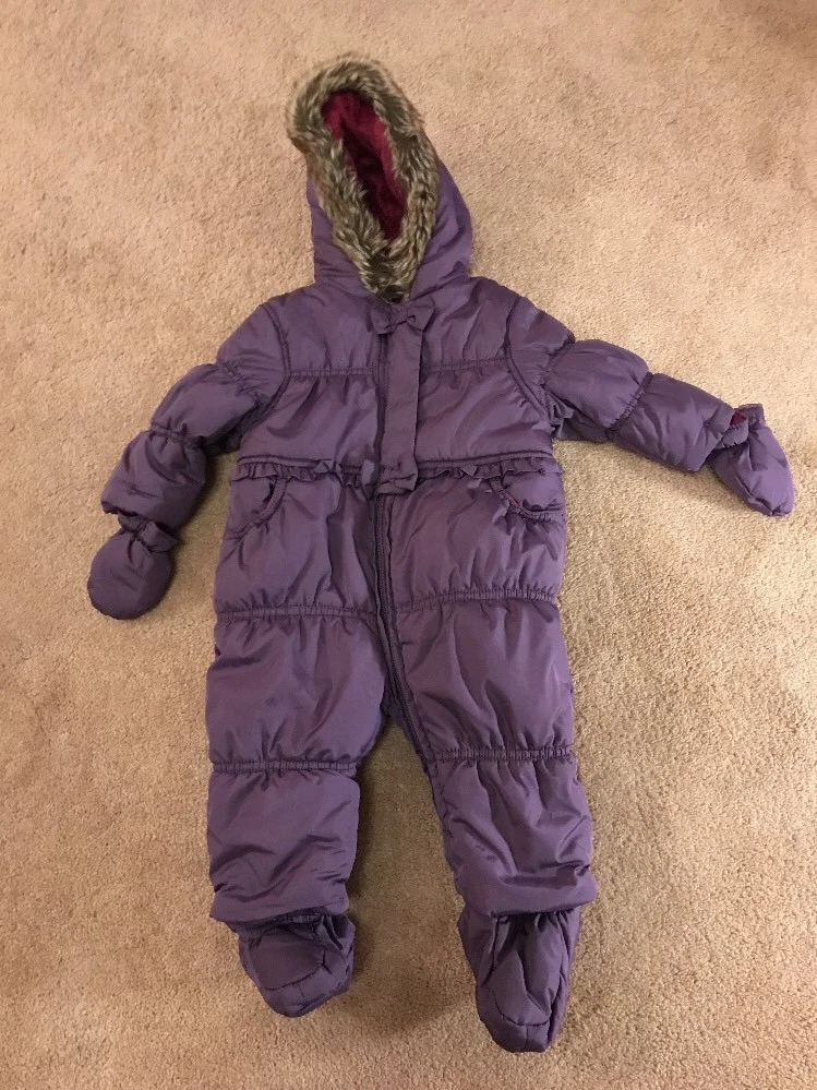 Girls Mini Club Boots Snow Suit Purple Boots Gloves Uk 6 9 Months VGC