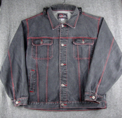 Webs Black Denim Trucker Jacket Mens Size 2XL 100% Cotton