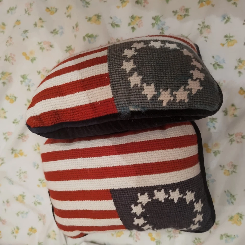 Primitive Throw PILLOW USA Folk Art Americana USA American FLAG 15"x 9", 9"X 5"  - Image 4 of 4