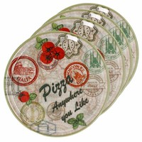 4Er Set Pizzateller Moskau GrüN Ø 33 Cm Servier-Platte Xl-Teller Porzellan
