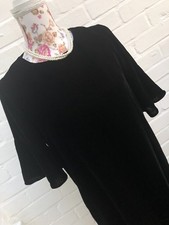 Zara Black Velvet Feel Dress Small Shift Arty Flute Sleeves Party Evening Tunic