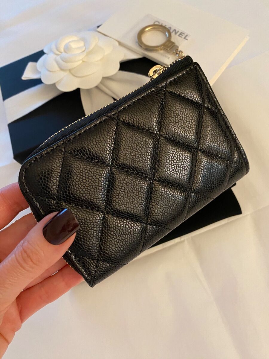 Chanel Classic Zipped Key Holder Black Caviar Leather Card Chanel Classic Zipped Key Holder Black Caviar Leather Card