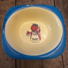1992 Barney Vintage Plastic Melamine Bowl Barney Loves to Paint 90s Selandia
