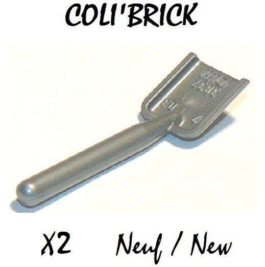 Lego 3837 - 2x Pelle chantier neige Minifig utensil Shovel - Flat Silver - NEW