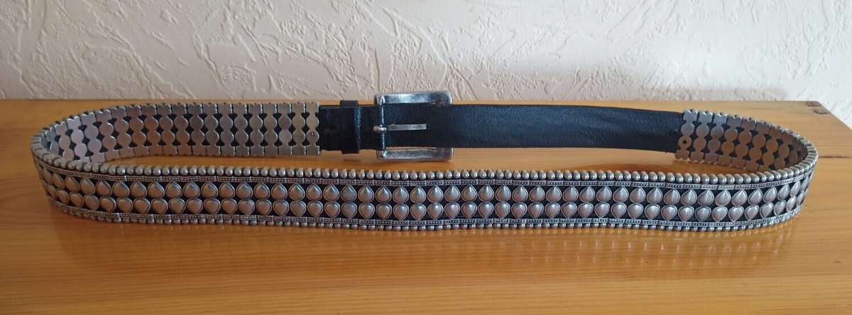 VINTAGE FIBEL NATURAL WOVEN AND SILVER TONE CHAINMAIL BELT MADE IN ITALY XS TO S FIBEL Womens Fashion Belt Italy Made 34 main image 4