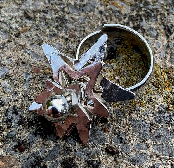 Solid 925 Sterling Silver Celestial Ball Moon & 3… - image 1