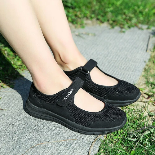 Women's Mary Jane Shoes Sport Lightweight Magic Tape Walking Non-slip Sneakers - Picture 43 of 43