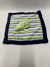 Carters Green Turtle Navy Blue Grey Green Stripe Lovey Security Blanket