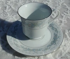 Vintage "Somerset" by NL EXCEL Made in China TEACUP & SAUCER SET Platinum Trim