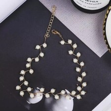 Women/Girls Gold Fashion Chic Fancy Elegant Choker Necklace Pearl Jewelry