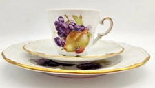 Eberthal Bavaria Germany Trio Set of Tea Cup, Saucer, and Dessert Plate Fruit
