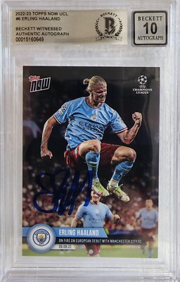2022-23 Erling Haaland Signed Topps Now #6 Manchester City Auto
