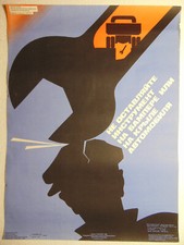 Original Safety Warning Poster Soviet Do not leave tools on bumper fender Car