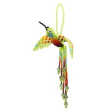 Beaded Hanging Hummingbird Colorful Home D cor Olive Green Trans 