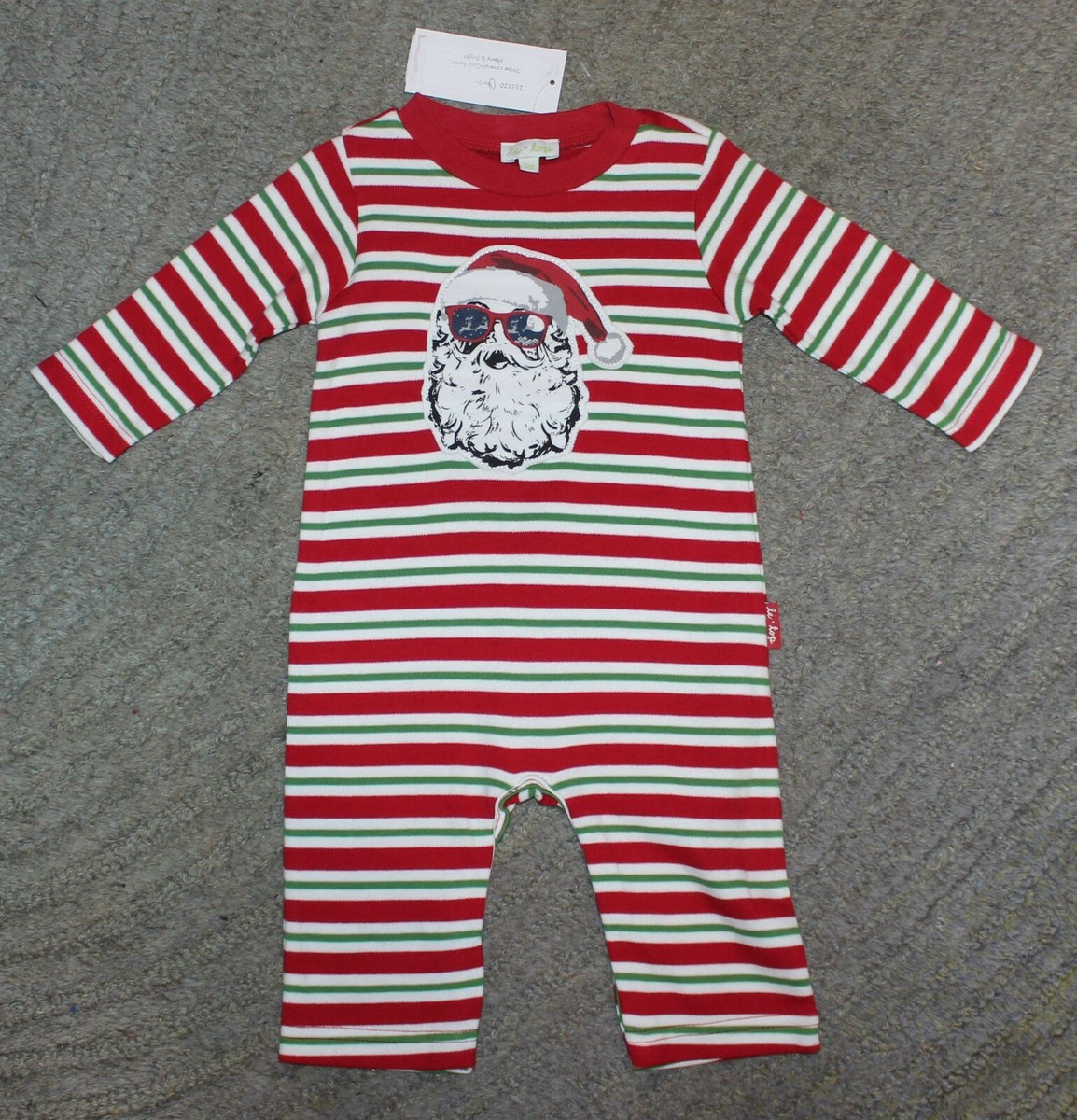 Le Top Baby Boys Striped Christmas (Coverall) Romper Size