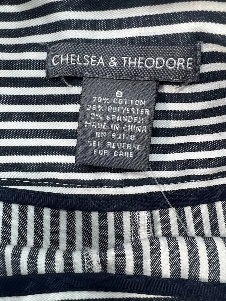 Falda Chelsea & Theodore para mujer talla 8 azul blanco a rayas elástica Foto 3 de 4