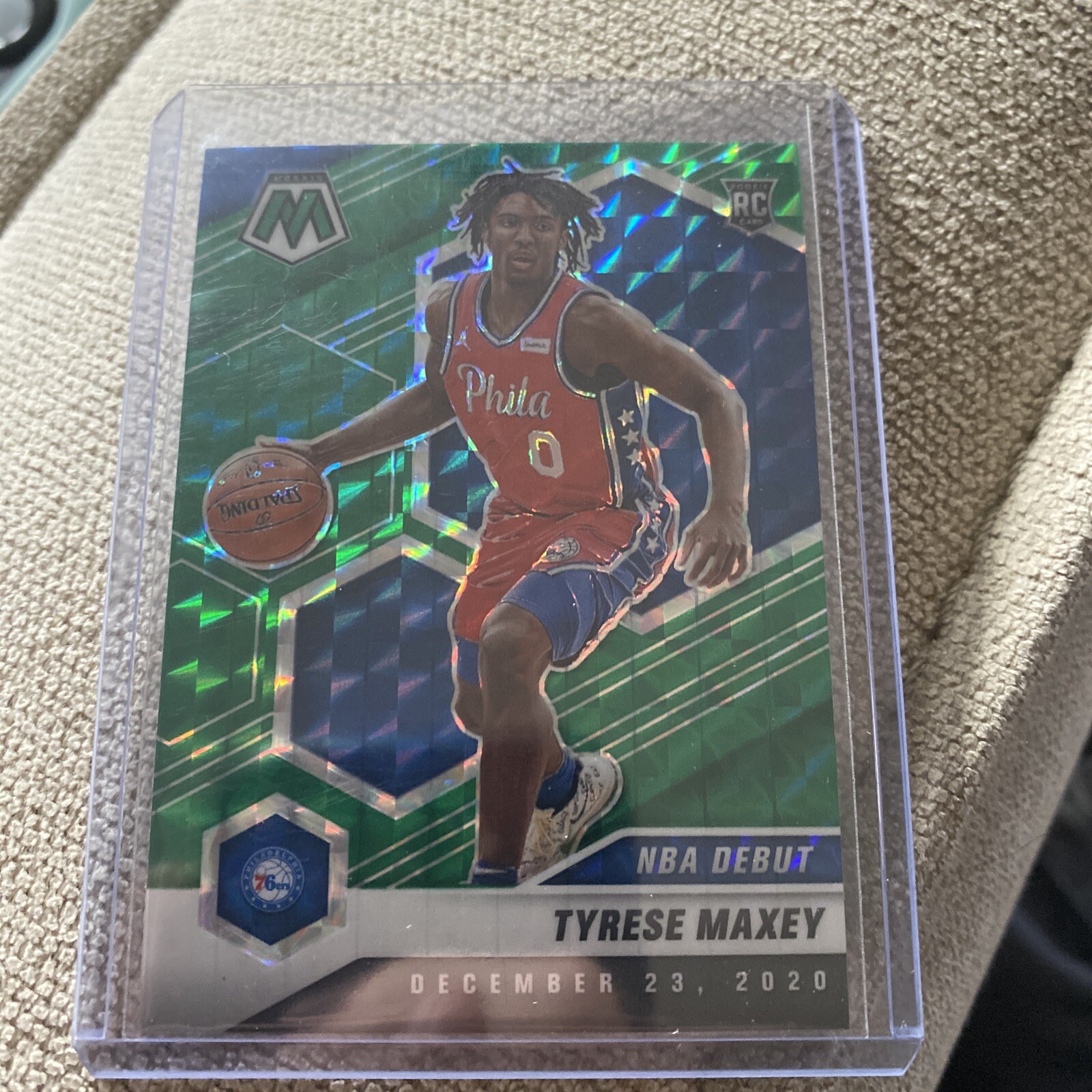 2020-21 Mosaic Green Reactive Tyrese Maxey NBA Debut RC #263