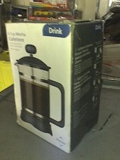 NICE PREMIER CAFETIERE COFFEE  POT CHROME AND BLACK ,6 CUP,BOXED,NEW