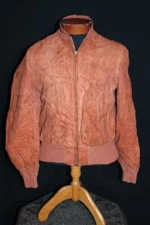 VERY RARE VINTAGE 1950'S RED BROWN DEERSKIN SUEDE ZIPPER JACKET SIZE 40 SMALL