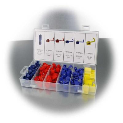 Set: 30 T-Abzweigverbinder + 30 Flachstecker (je 10x blau - 10x rot - 10x gelb Set: 30 T-Abzweigverbinder + 30 Flachstecker (je 10x blau - 10x rot - 10x gelb