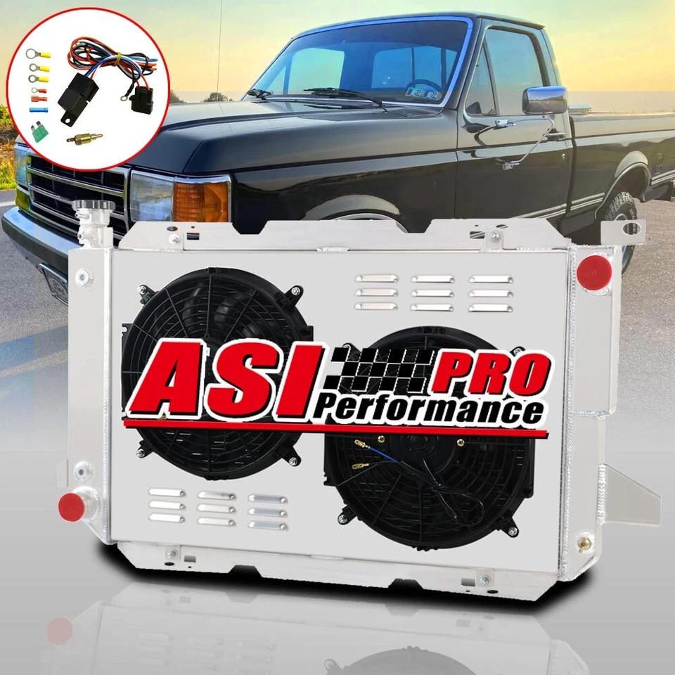 4 Row Radiator Shroud Fan Fit 1983-1997 1989 Ford F100 F150 F250&350 Bronco V8 - Изображение 3 из 4