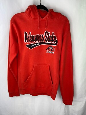 Vintage Arkansas State Indians Hoodie Sweatshirt SZ S Red Wolves  Embroidered