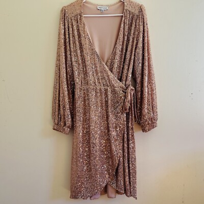rose gold sequin wrap dress Blush Sequin Wrap Mini Short Sleeve Dress With Front Tie – Southern Grace  Boutique main image 0