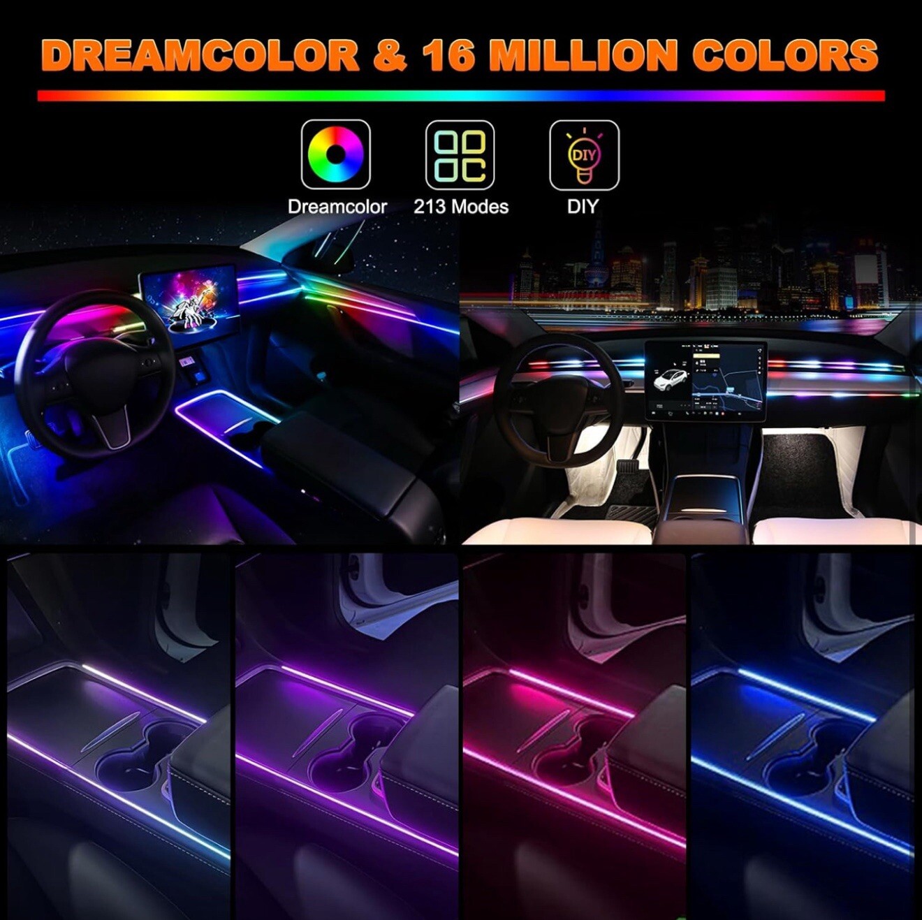 LED Strip Lights, Acrylic LED Lights for Car with Dynamic Dreamcolor Chasing-image