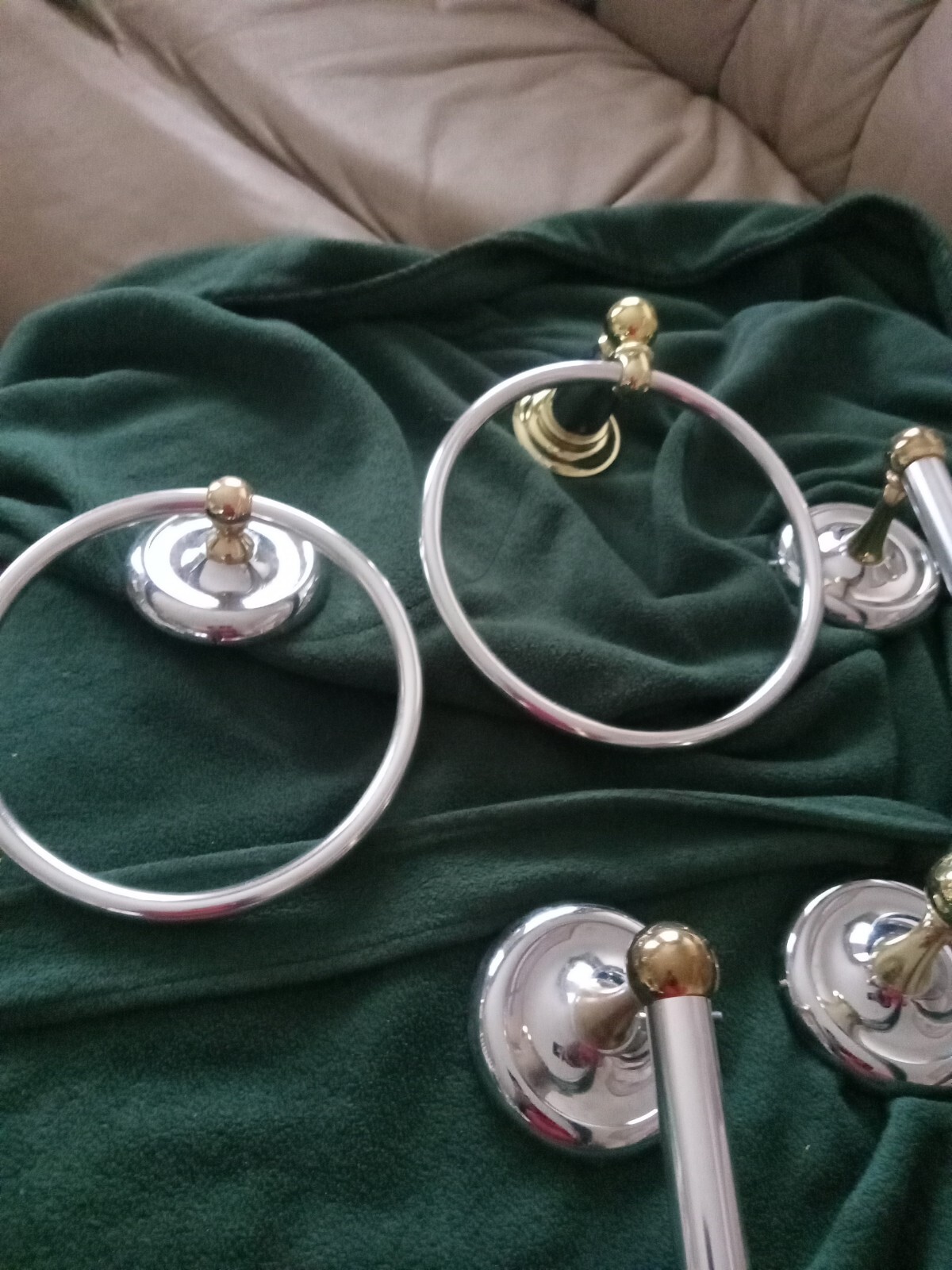 Donner chrome & gold plated Bath Access. Lg & sm. Towel Ring 12, 24