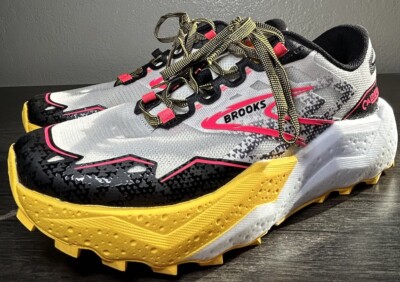 Brooks Caldera 7 Trail Shoes Sz W7.5 Lunar Rock/Lemon Chrome/Black 1204041B094