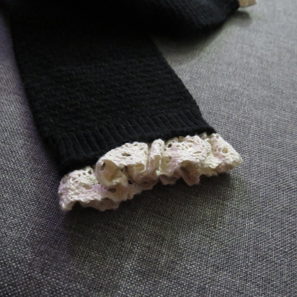 Calcetines hasta la rodilla Merona negros texturizados de encaje con textura de encaje Foto 4 de 4