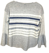 Autumn Cashmere Size Med Long Bell Sleeve Striped Sweater 100 Cashmere