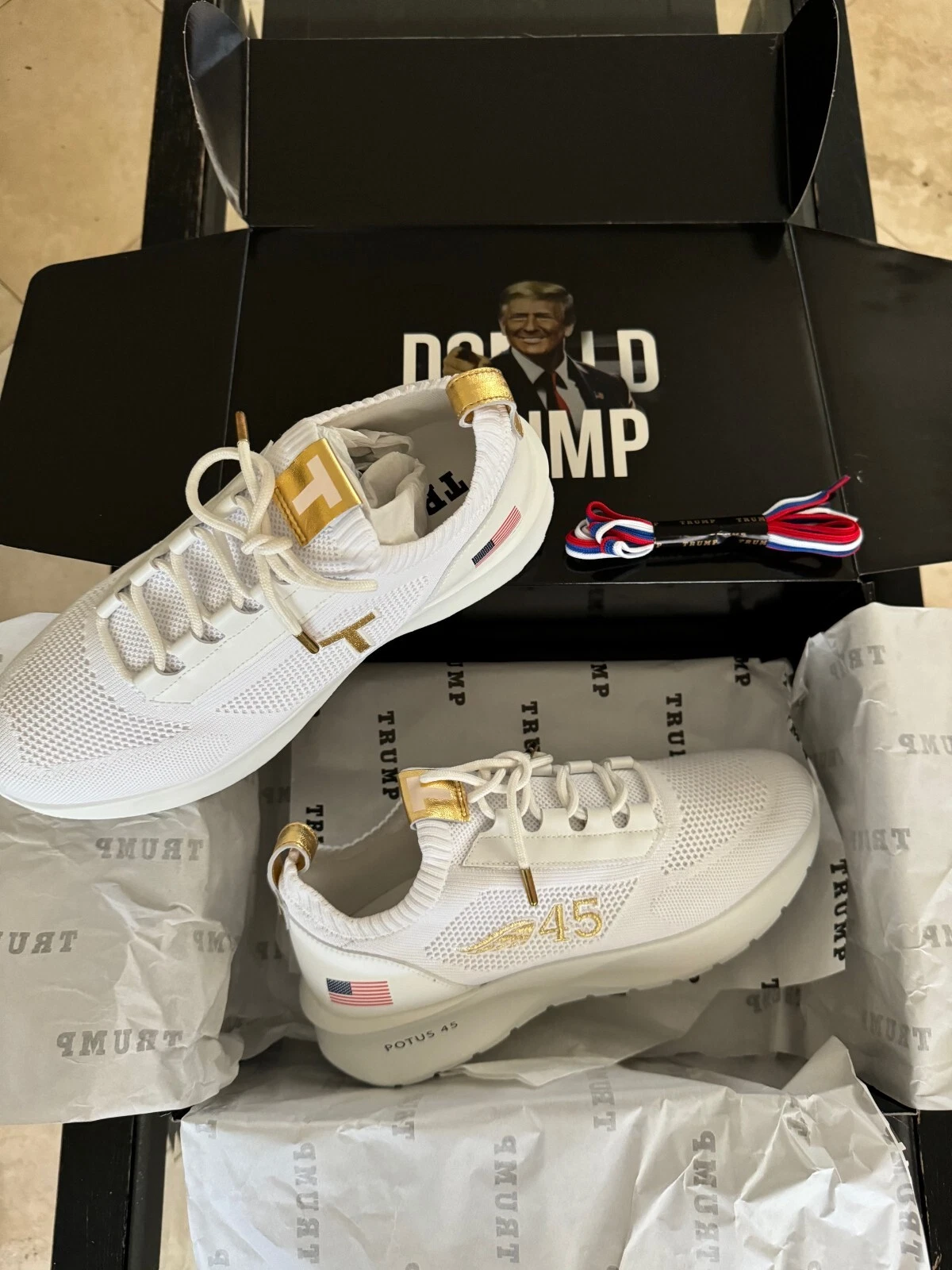 Donald J Trump POTUS 45 Sneakers Authentic NEW M 11 W 12.5 White